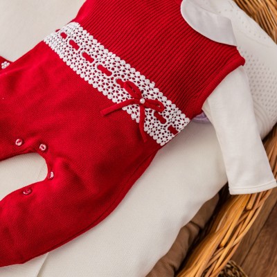 Saída de maternidade Leticia Vermelho e off white